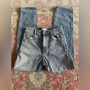 ZARA Denim Blue Jeans Size 2 Custom Star Detail Pre-Loved Excellent Condition
